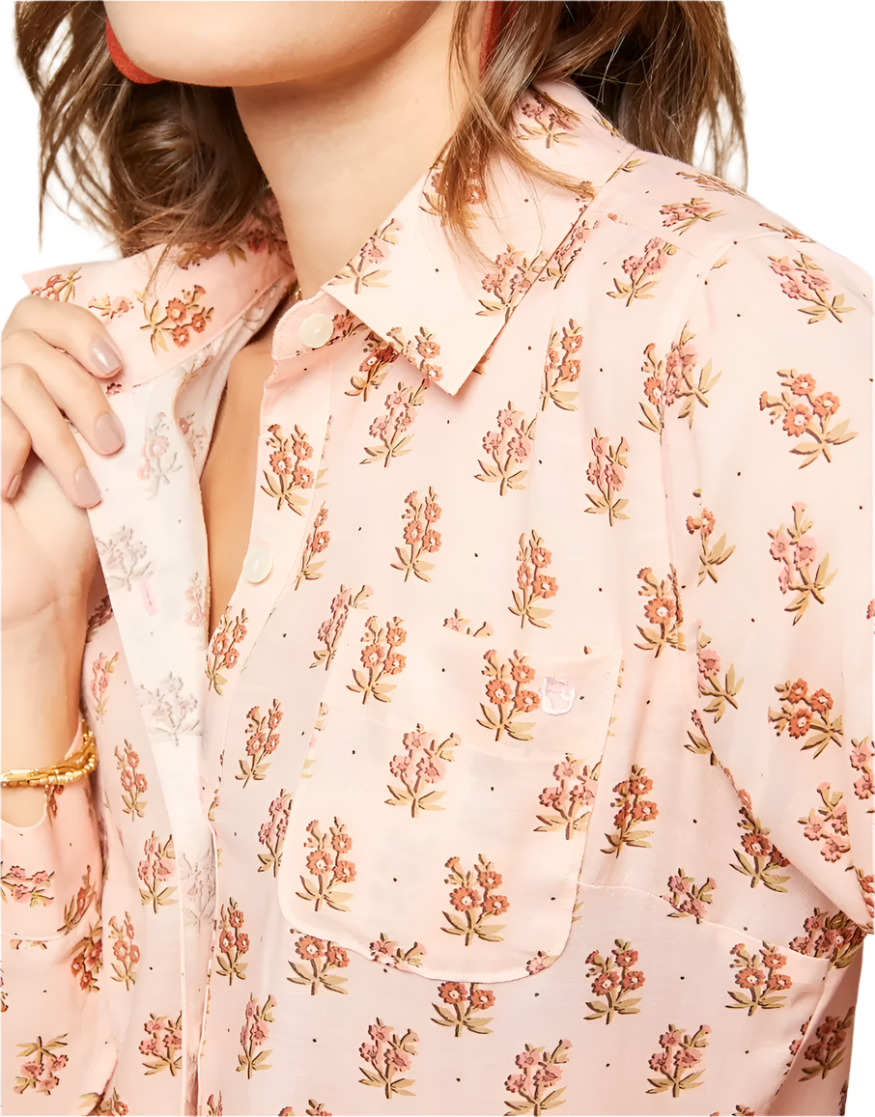 Lois Buttonfront Shirt Woodblock Floral Dot
