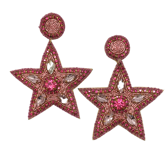 Allie Beads Pink Star Earrings
