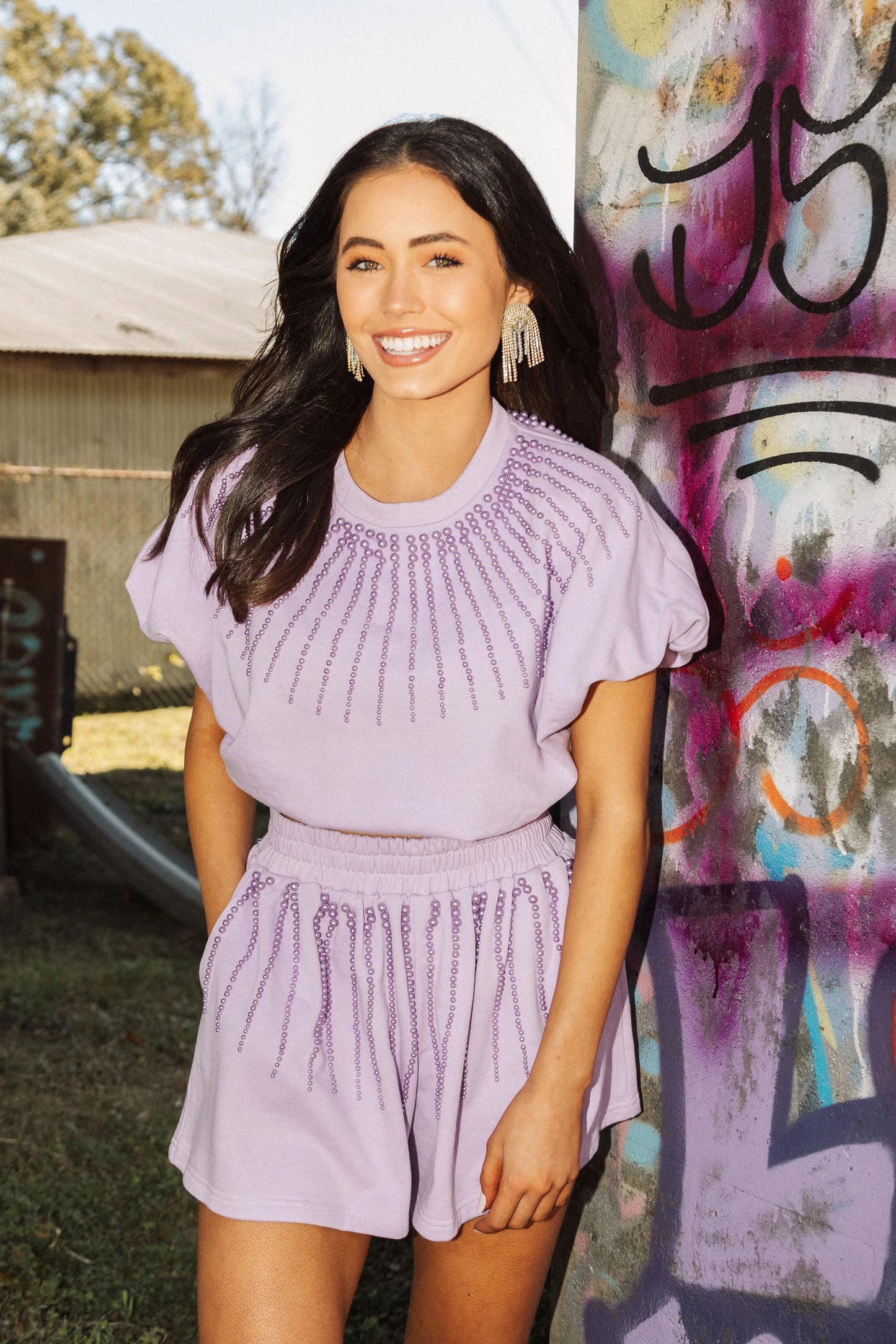 Queen of Sparkles Lavender Pearl Burst Swing Short